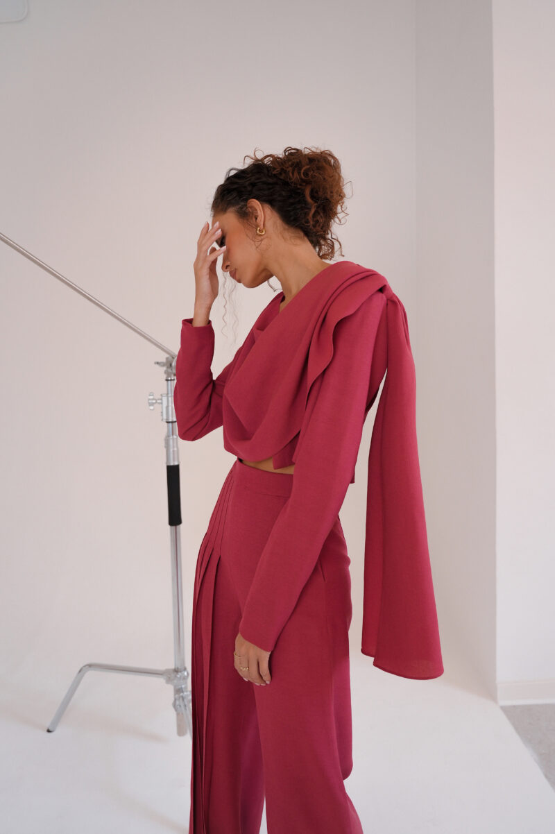 FATMA OMAROVA's Frida Jacket in Brick Red.