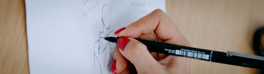 Hand drawing fashion design illustration with red nail polish